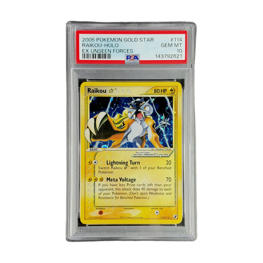 PSA 10 EX Unseen Forces Raikou Gold Star #114 (cutout 1lwSSaOCmbbZbfCzI8UOPb9EqBcjbBaE7-IMG_7360)