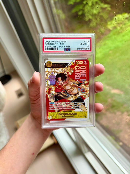 PSA 10 Portgas D. Ace OP07-119 Serialized Top Prize cert 140346893 - exact slab