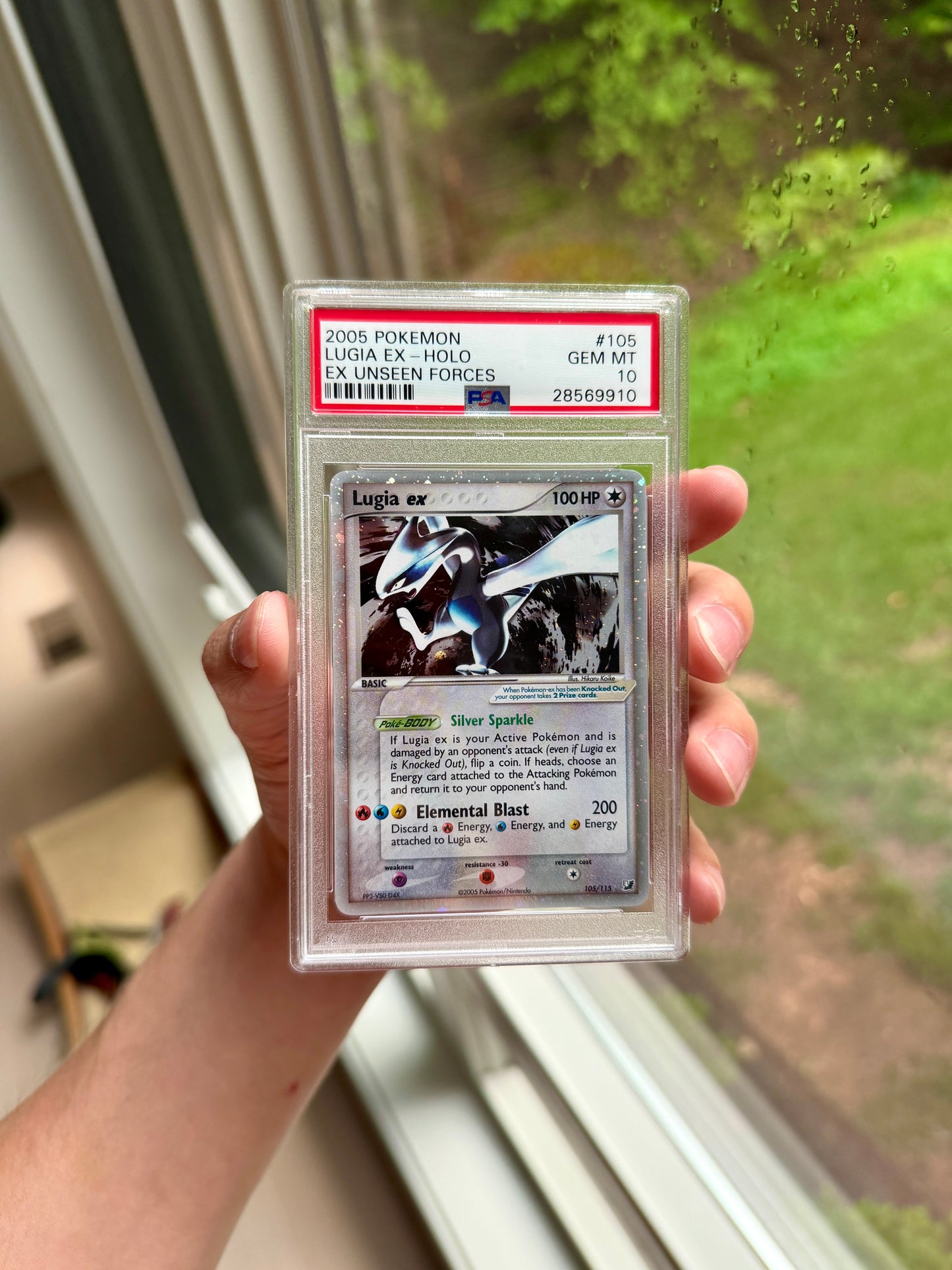 PSA 10 EX Unseen Forces Lugia ex #105 cert 28569910 - exact slab pictured