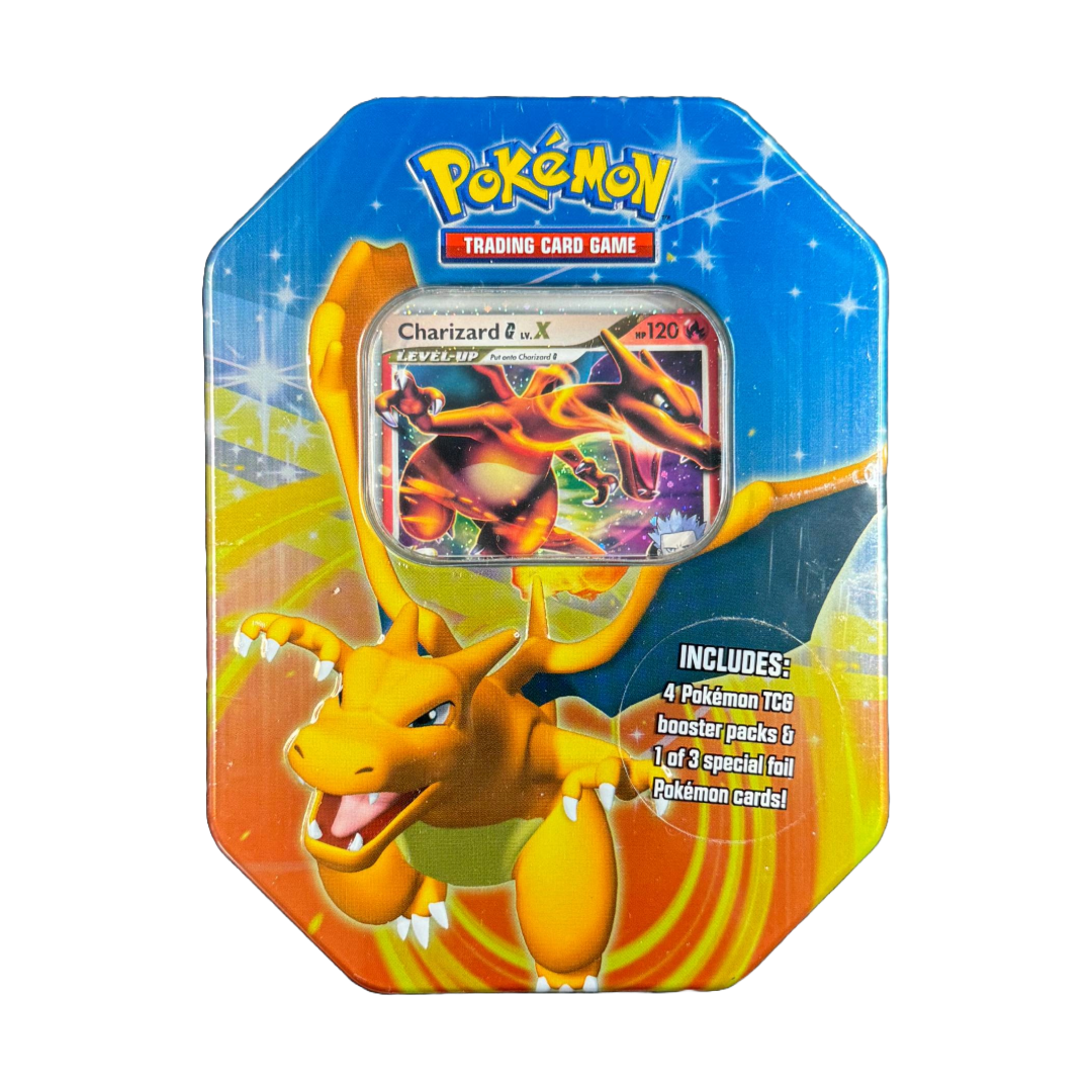 Charizard G LV.X Tin — 4 Packs (reference photo)