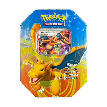 Charizard G LV.X Tin — 4 Packs (reference photo)