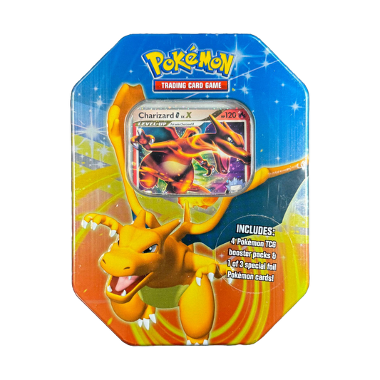 Charizard G LV.X Tin — 4 Packs (reference photo)