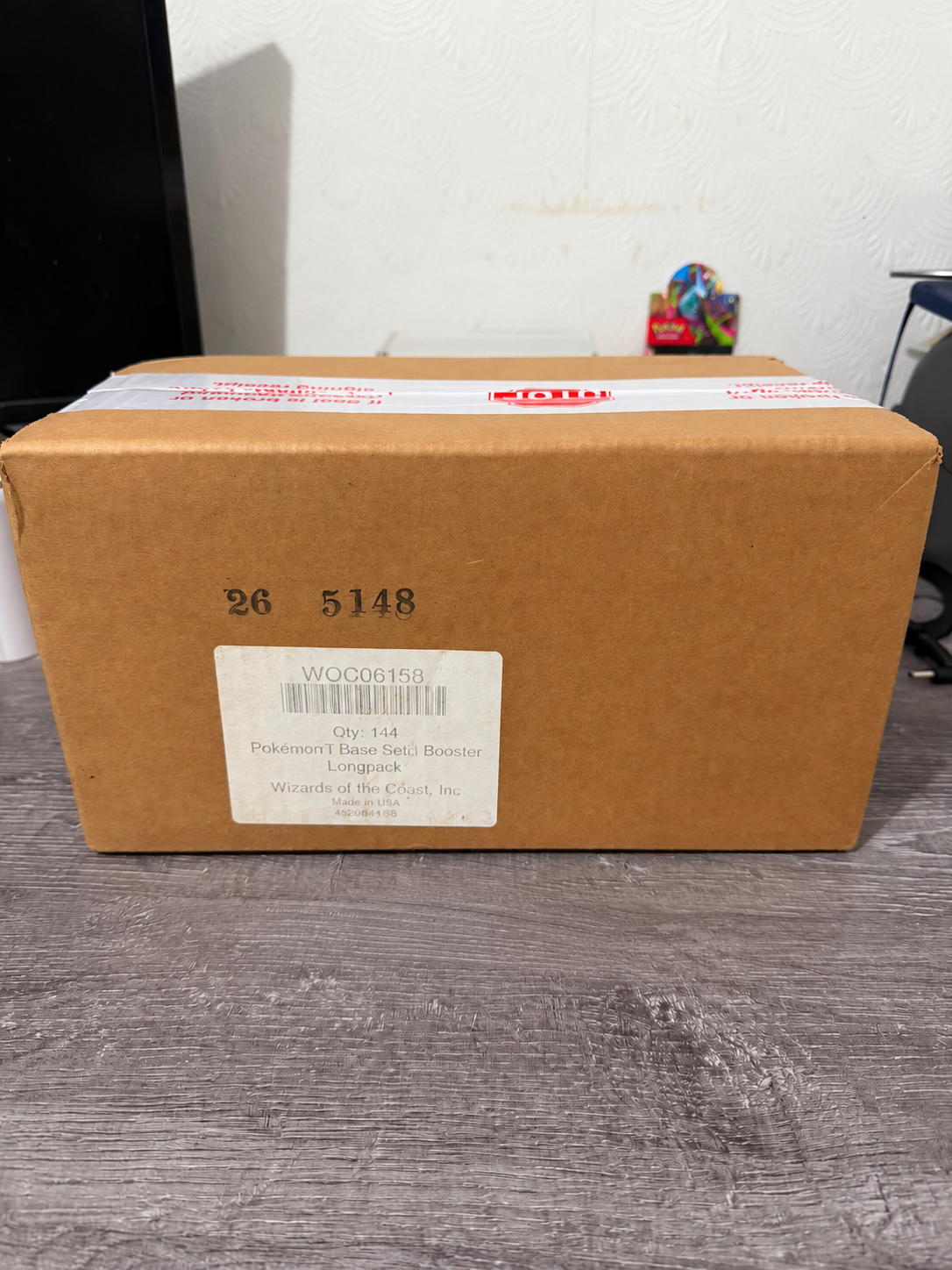 Base Set Booster Pack Hanger Case 144ct front view with original quantity label
