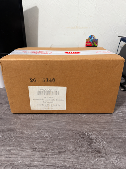 Base Set Booster Pack Hanger Case 144ct front view with original quantity label