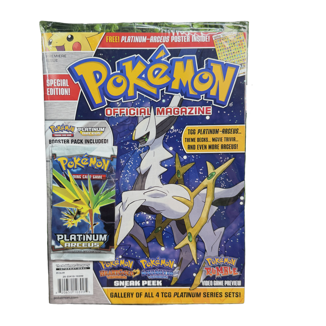 Sealed Pokemon Official Magazine Premiere Issue with Platinum Arceus Zapdos booster pack