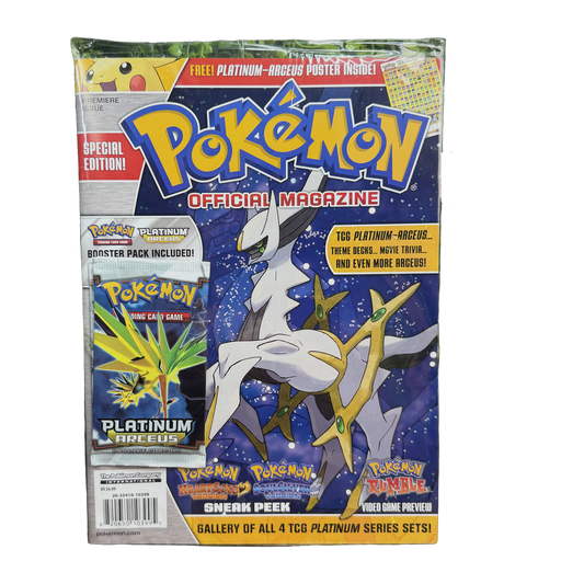 Sealed Pokemon Official Magazine Premiere Issue with Platinum Arceus Zapdos booster pack