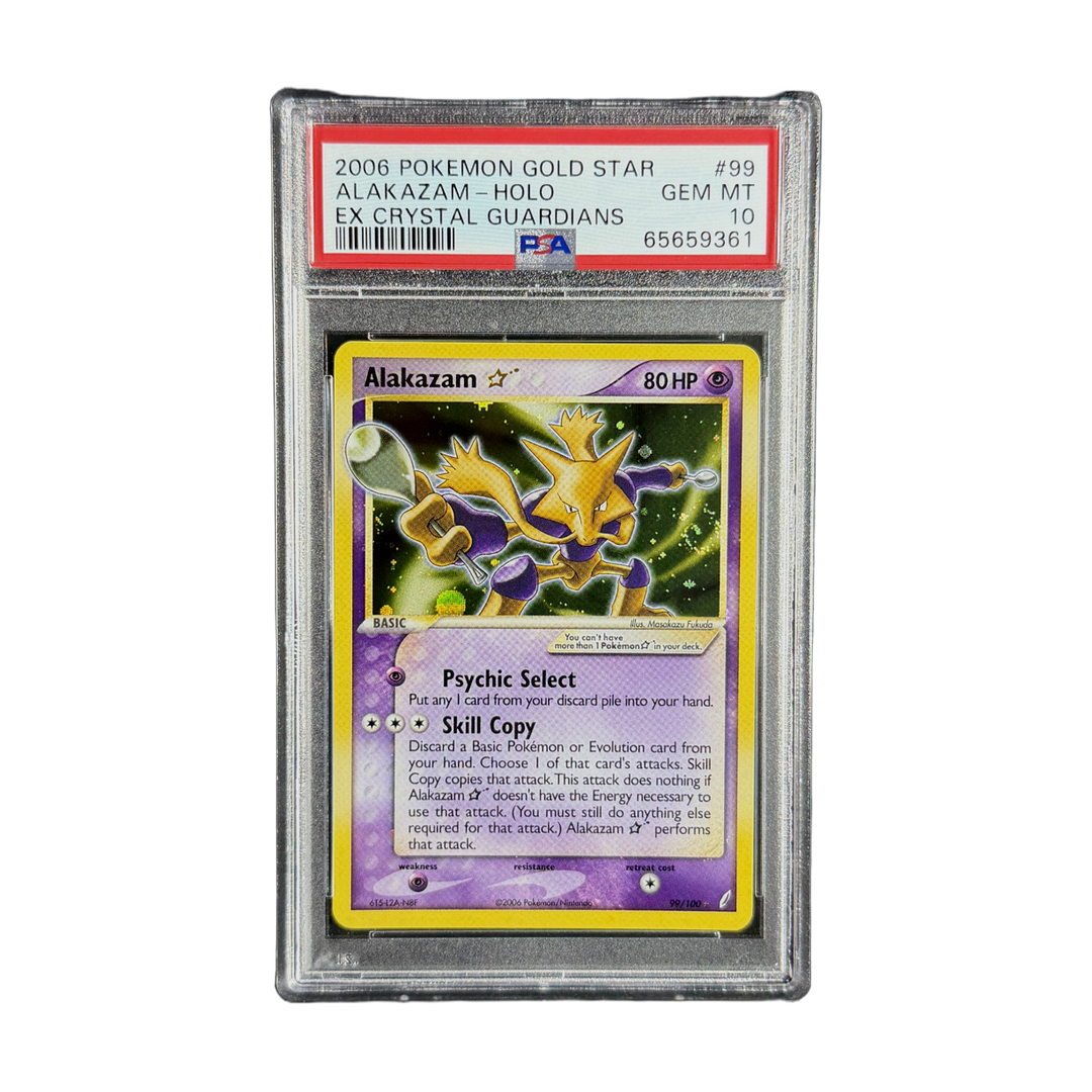 PSA 10 EX Crystal Guardians Gold Star Alakazam #99 (IRL cutout 2026-10-06)