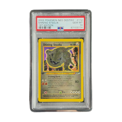 PSA 10 Neo Destiny Shining Steelix #112/105 1st Edition (IRL cutout PNG 2026-10-07 IMG_7120)